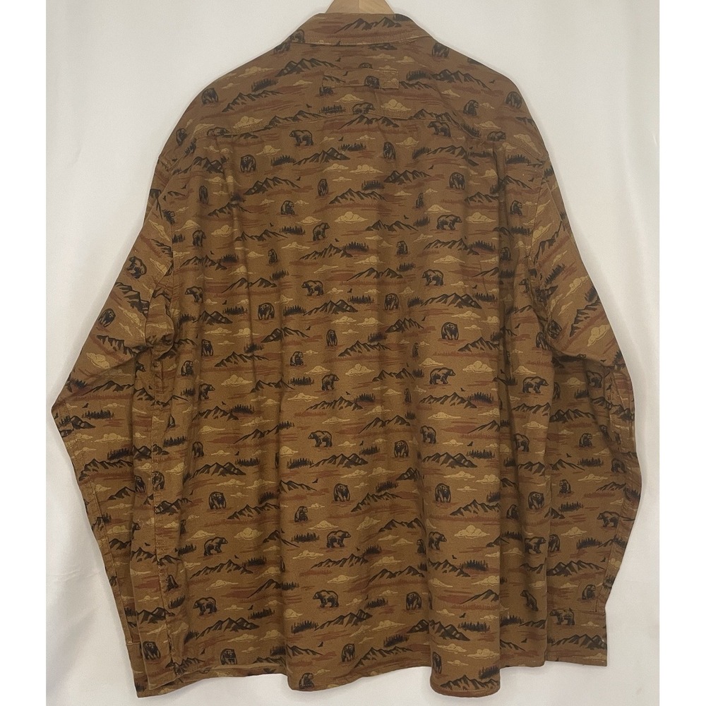 Duluth Trading Co Men's 3XL Brown Bear Print Flannel Shirt Long Sleeve - Picture 4 of 7